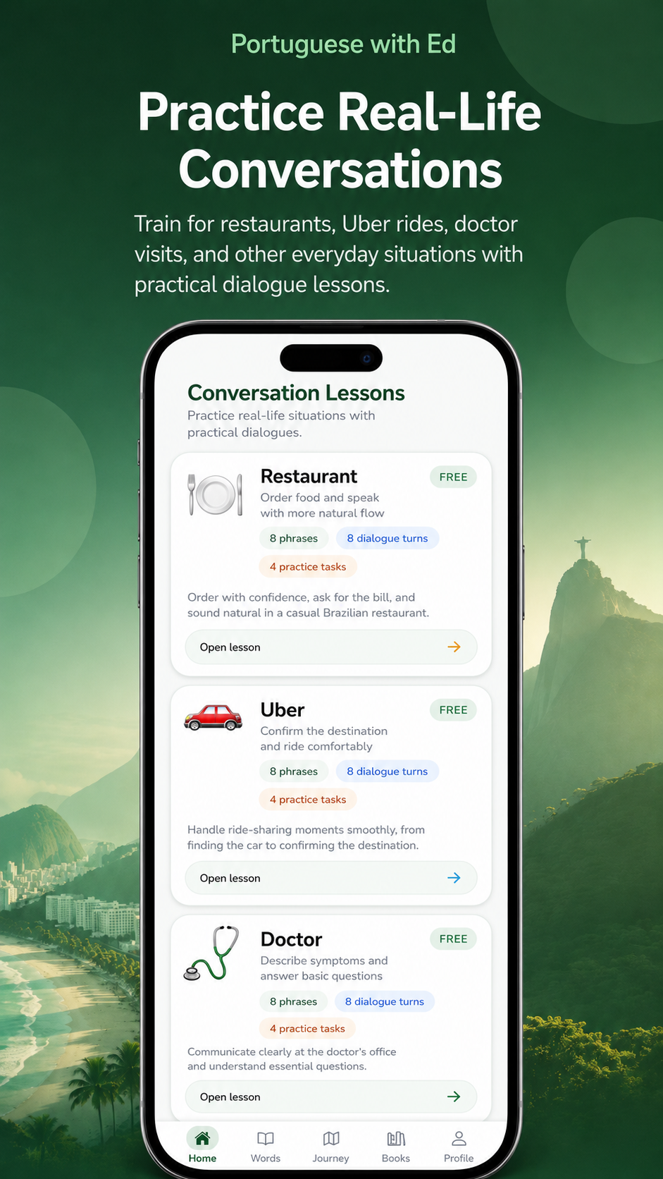 Conversation practice app preview